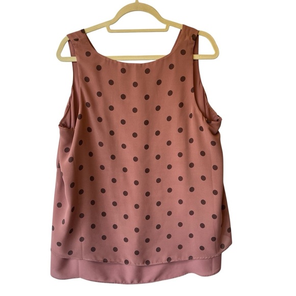 Torrid Sleeveless blouse 0X Mauve pink polka dot Layered chiffon tank top V-neck - Picture 2 of 6